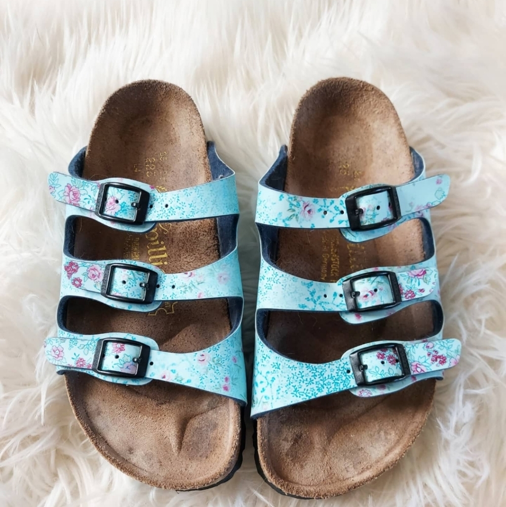 Papillion Floral three stap sandals- Birkenstocks
